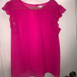 Marisol Neon Pink Ruffle Sleeve Blouse